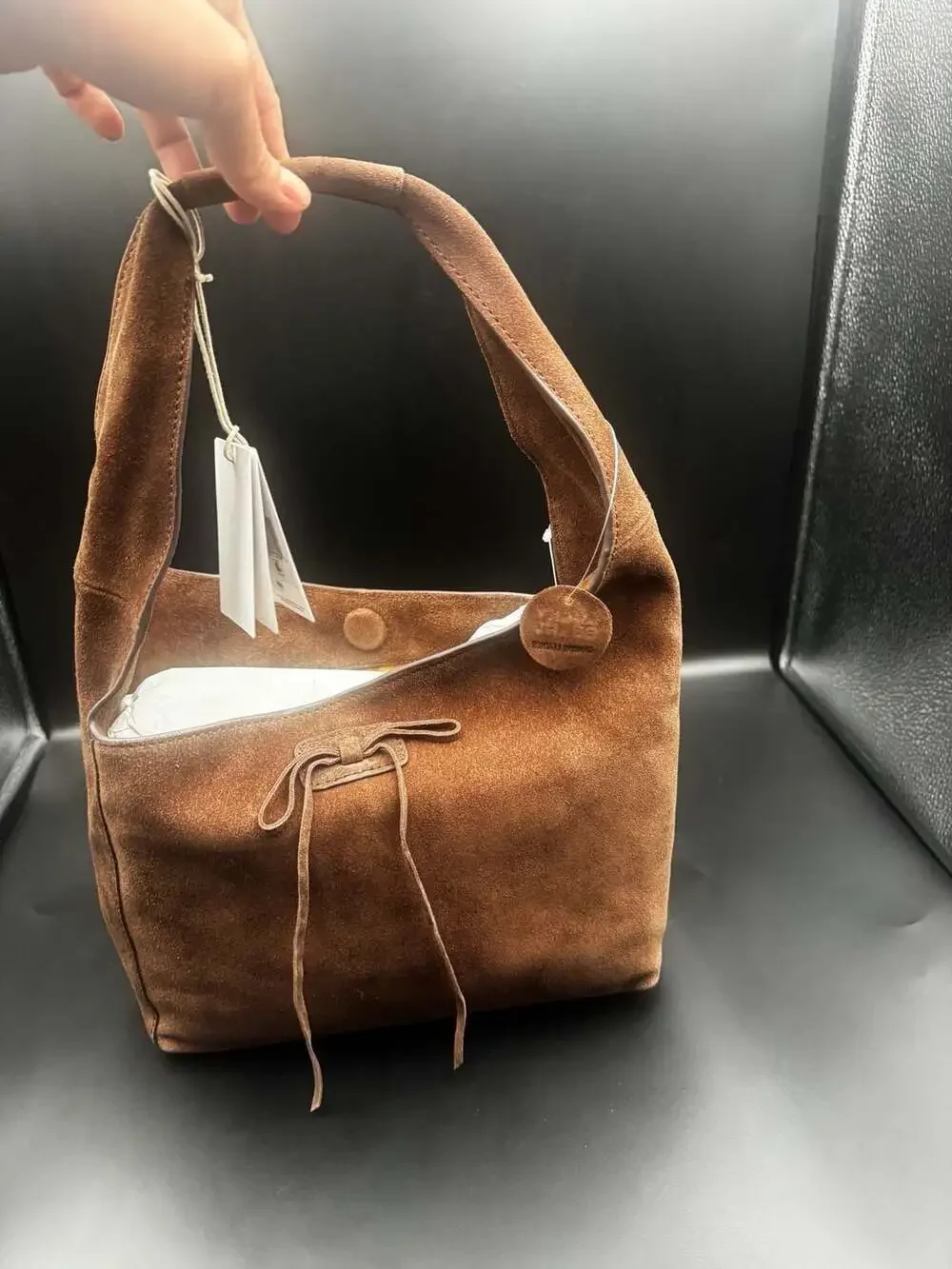 Lucky Brand Brown Suede Tie Hobo Shoulder Bag